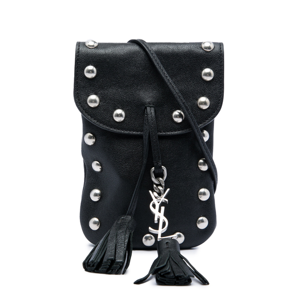 Saint Laurent Handbags - Pre-Loved Saint Laurent Studded Leather Phone Pouch